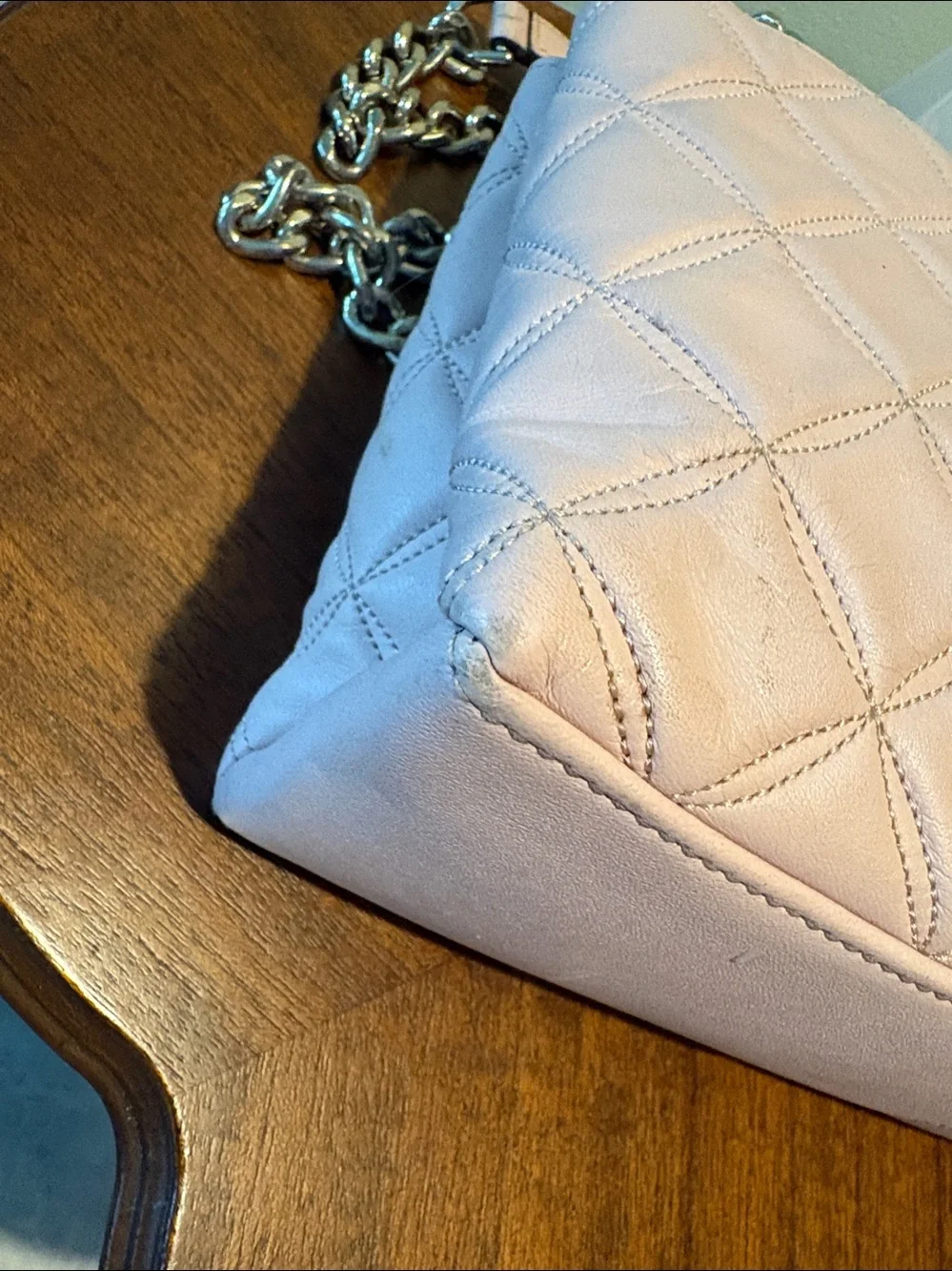 Kate spade  shoulder/Crossbody bag  quilted turn lock flap DUSTY pink blush  EUC